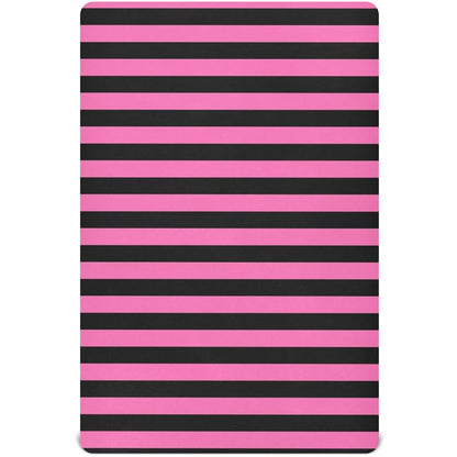 Pigsaly Hot Pink Black Stripe Standard Crib Sheet, 27x39 Inch