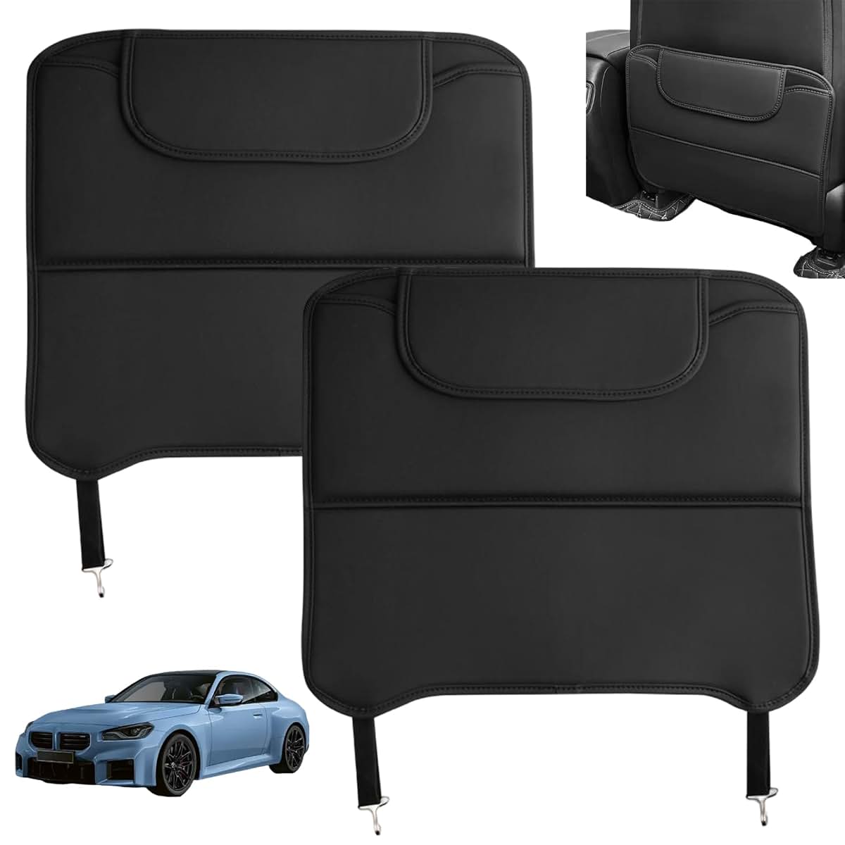 Hotainoys 2PCS Car Seat Back Protector, Waterproof Kick Mat with Storage (photo 2)