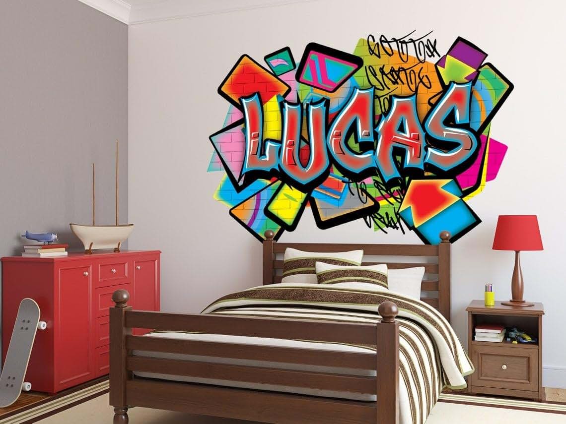 LccSt Personalized Graffiti Style Wall Decal - Custom Name Sticker for Kids Room, Nursery Decor - Personalised Art