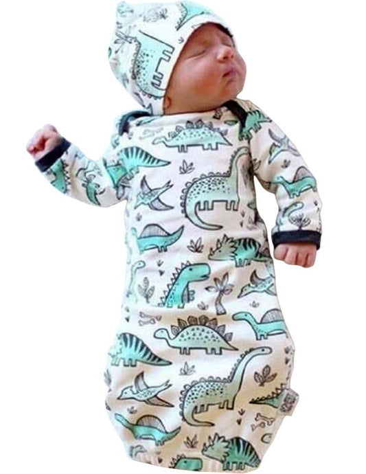 DPSKY Unisex Baby Wearable Blanket With Hat - Dinosaur 0-6M