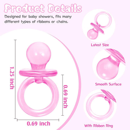 BabyOneStop 50 Pcs Mini Pink Pacifiers for Baby Shower Games and Party Decorations