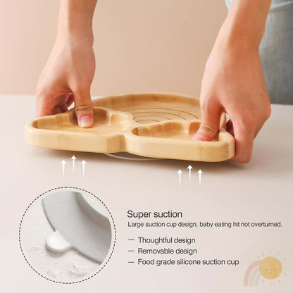 let's make Bamboo Suction Plates & Bowls Feeding Set for Baby Toddler