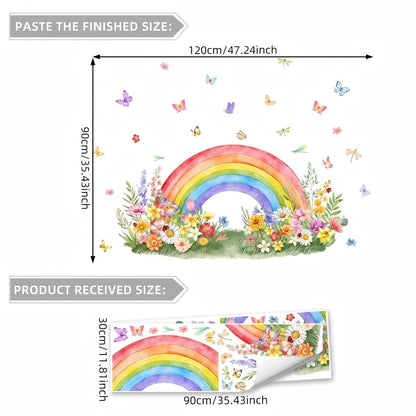 Watercolor Rainbow Wall Decals: Removable Peel-and-Stick Floral Stickers
