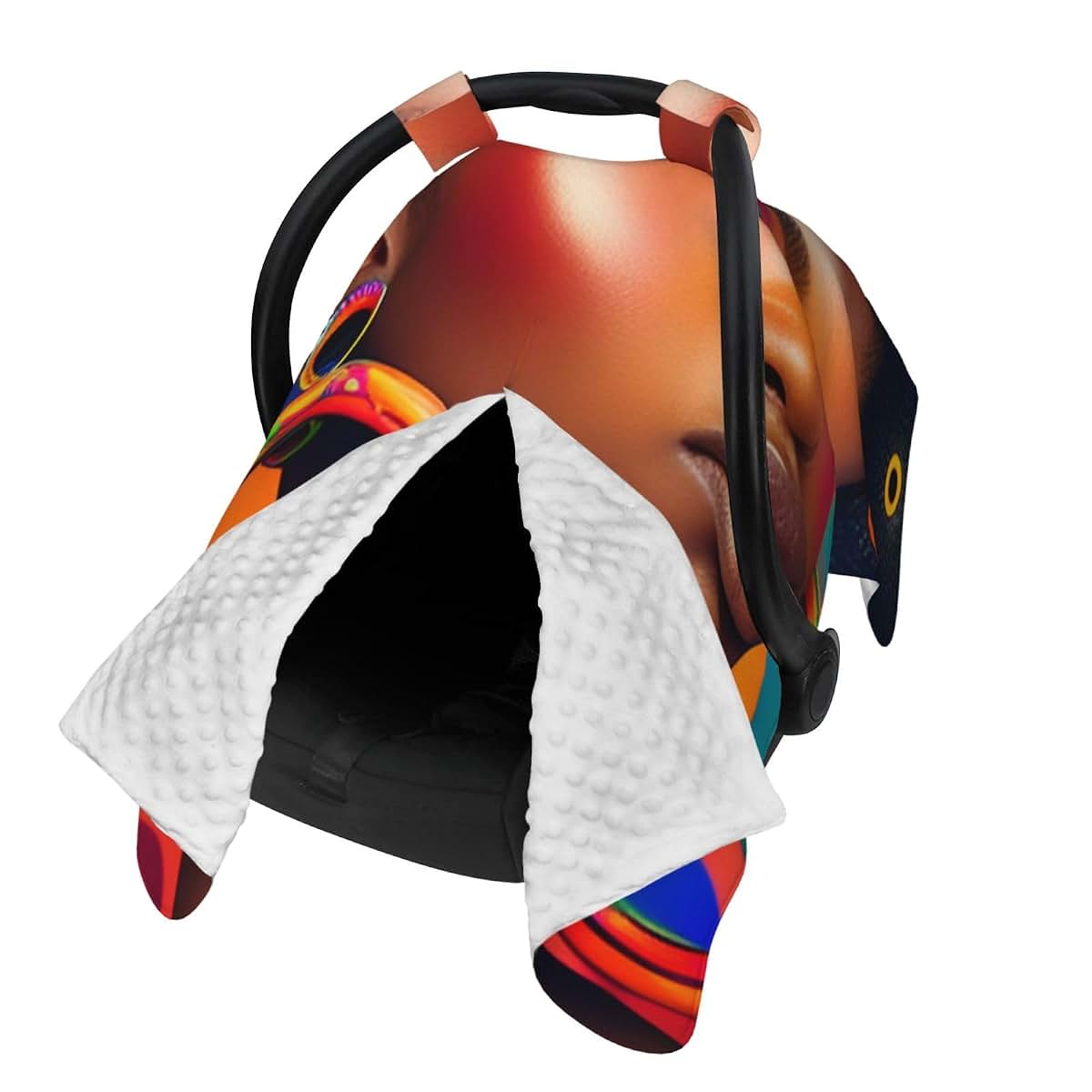 Uvwxyzabc Baby Car Seat Canopy And Nursing Cover With African American Art Design