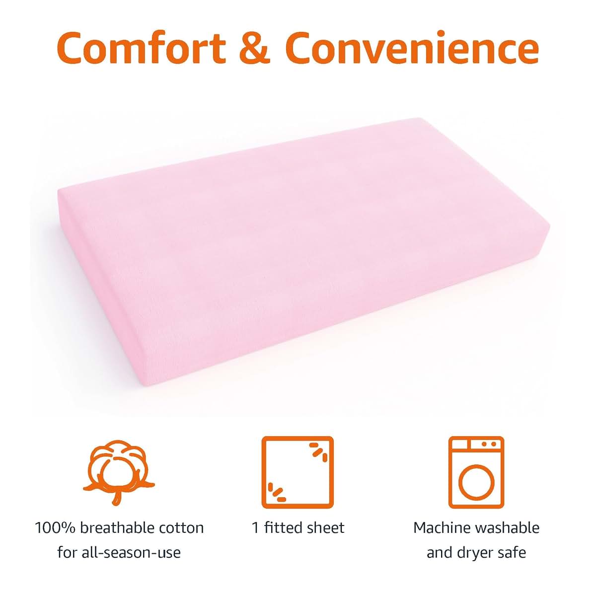 Amazon Basics Cotton Jersey Knit Fitted Crib Sheet, Pink (Pack of 2)