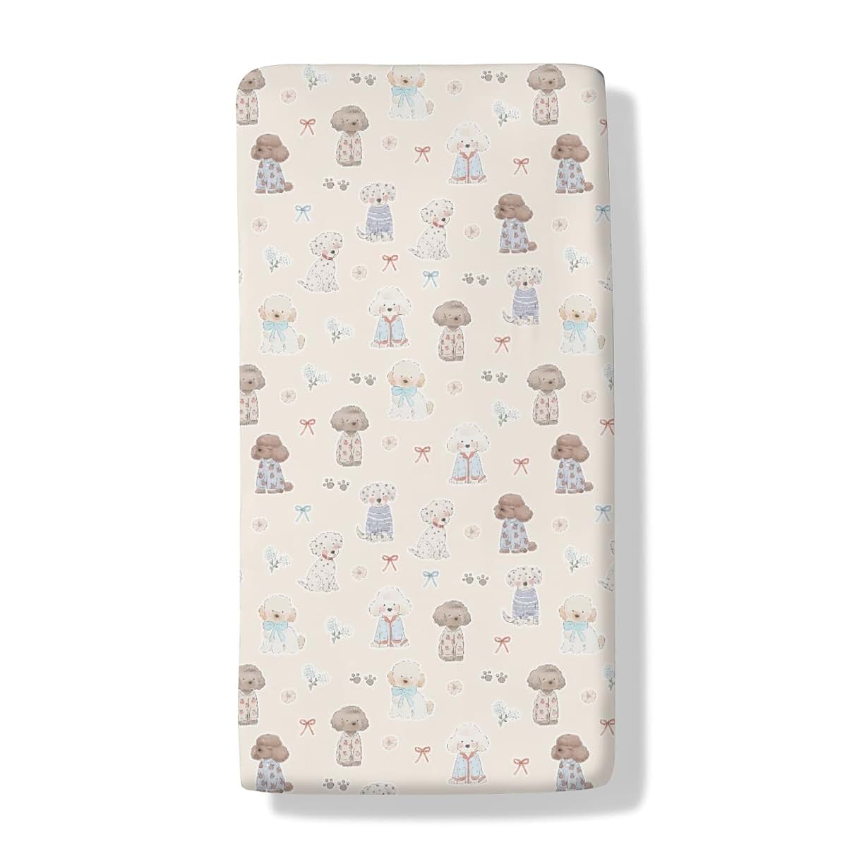 Cstdyfrv Cute Dogs Paws Bows Crib Sheet Puppy Pattern Polyester