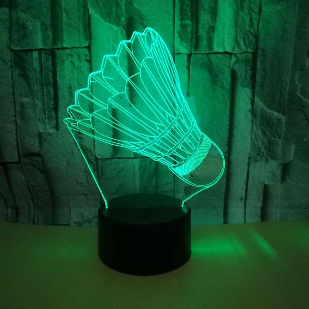 Jinnwell 3D Badminton Night Light Lamp Illusion Night Light 7 Color Changing Touch Switch Table Desk Decoration Lamps (photo 3)