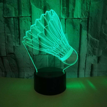 Jinnwell 3D Badminton Night Light Lamp Illusion Night Light 7 Color Changing Touch Switch Table Desk Decoration Lamps (photo 3)