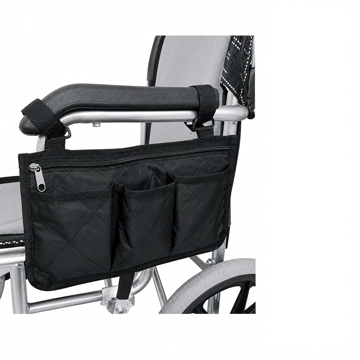 WYMZF Side Storage Organizer Bag for Pride_Mobility Jazzy_600_ES 2011-2020, Multi Pocket Armrest Pouch with Zipper