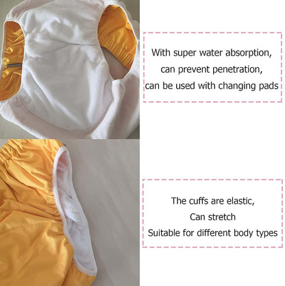 DACUN Reusable Adult Cloth Nappy Leak Protection Diaper Small Yellow