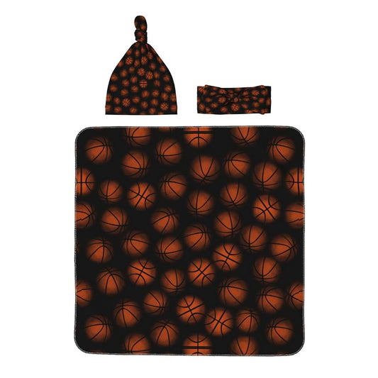 Midaivu Basketball Swaddle Blanket for Newborns Baby Swaddle with Headband and Matching Hat Set New Born Coming Home