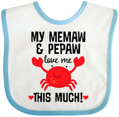 Inktastic Memaw And Pepaw Love Me Baby Bib for Grandkids