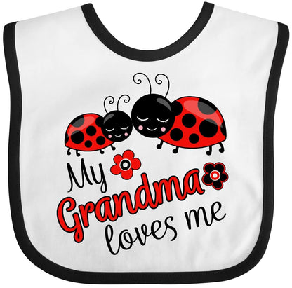 Inktastic My Grandma Loves Me With Cute Ladybugs Baby Bib