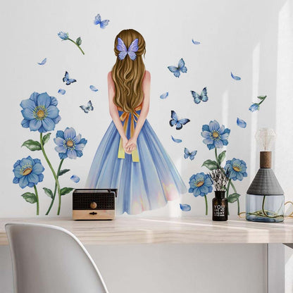 Winhappyhome Floral Butterfly Vinyl Wall Decals for Room Decoration