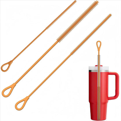 HXHKH 3Pcs Silicone Straw Cleaner Brush, Reusable Straw Brush Extra Long for Cleaning Metal Glass Smoothie Straws and