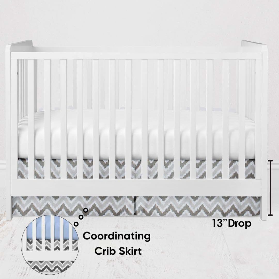 Bacati Ikat Blue/Grey 4 Piece Crib Set with Muslin Swaddles