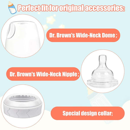PEUTIER Bottle Nipple Collar Rings 4 Pack for Dr Brown Wide Bottles