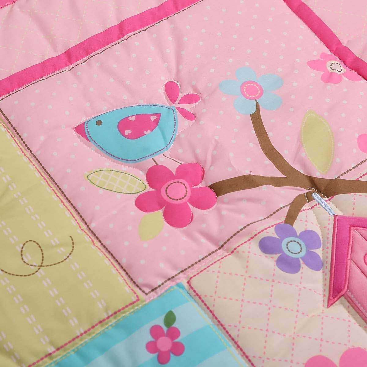 CribMATE Pink Owl Butterfly Nursery Crib Comforter