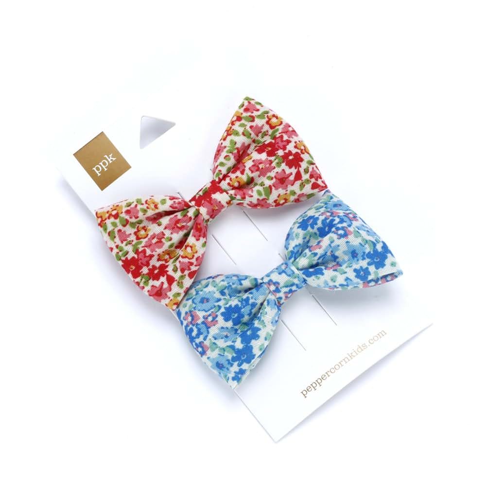 Peppercorn Kids 2-PC Floral Bow Hair Clip Set - Red/Blue