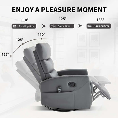 BabyOneStop Rocker Recliner Chair with 360° Swivel, Massage and Heat