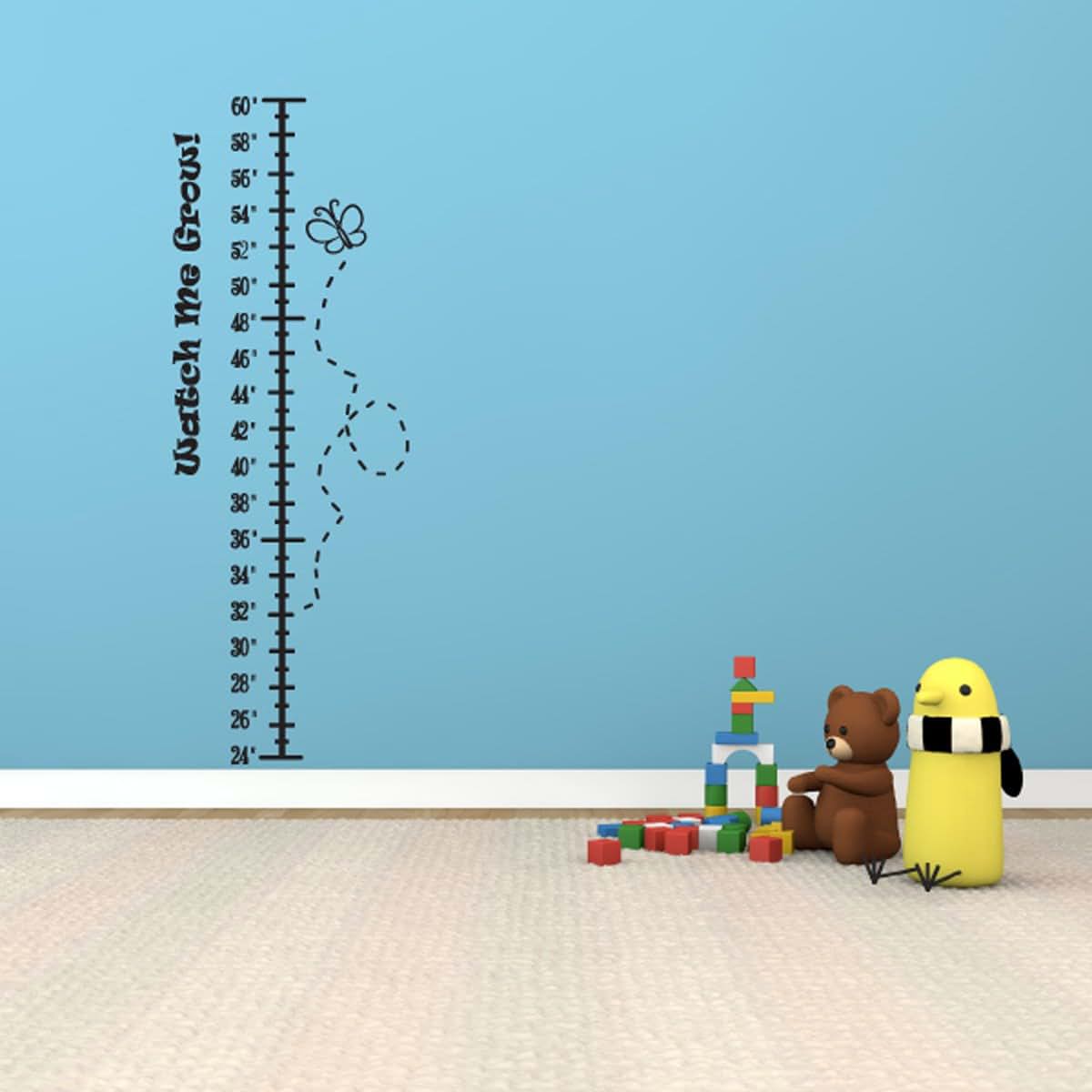 Wall Slicks Growth Chart Butterfly Wall Decals Stickers, Black, 36"