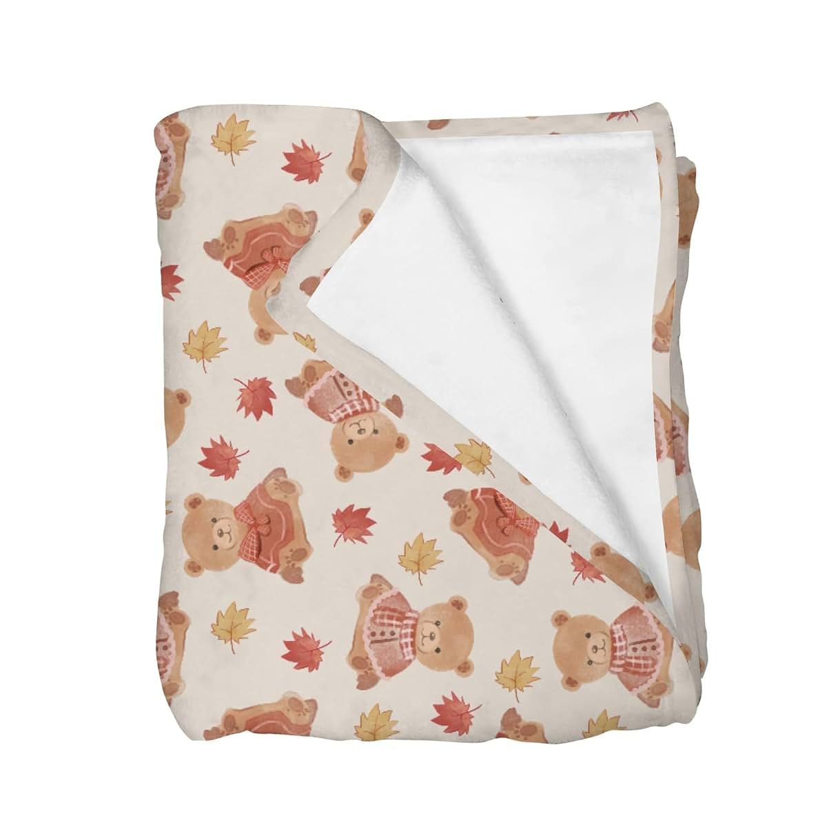 Selgkds Cute Bears Orange Fall Leaves Baby Blankets for Girl Boy Pastel Bear Sweaters Autumn Infant Toddler Newborn