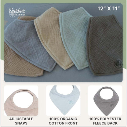 The Good Baby Parker Baby Co. Soft Muslin Bandana Bibs for Baby, 4-Pack | Absorbent cotton muslin bibs for feeding (photo 4)