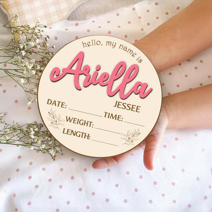 LumiNest Gifts Personalized 3D Hello World Newborn Baby Announcement Sign