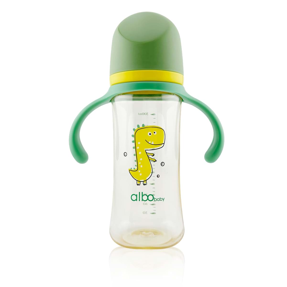 ALBO BABY 10oz PPSU Baby Feeding Bottle with Rotating Handle and Silicone Nipple