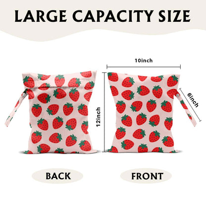 Waterproof Strawberry Pattern Washable Wet Dry Storage Bag