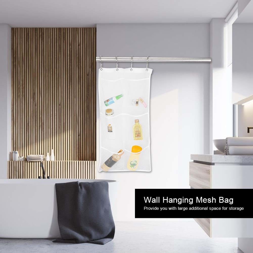 TOPINCN Mesh Bathroom Storage Organizer Bag with 6 Pockets, 23.6 x 13 inches