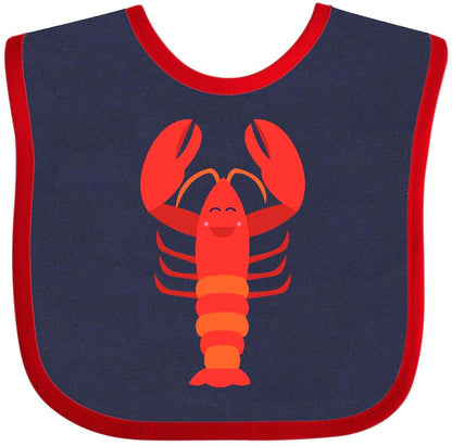 Inktastic Lobster Distressed Ocean Creature Baby Bib, Combed Ring-Spun Cotton with Hook and Loop Closure