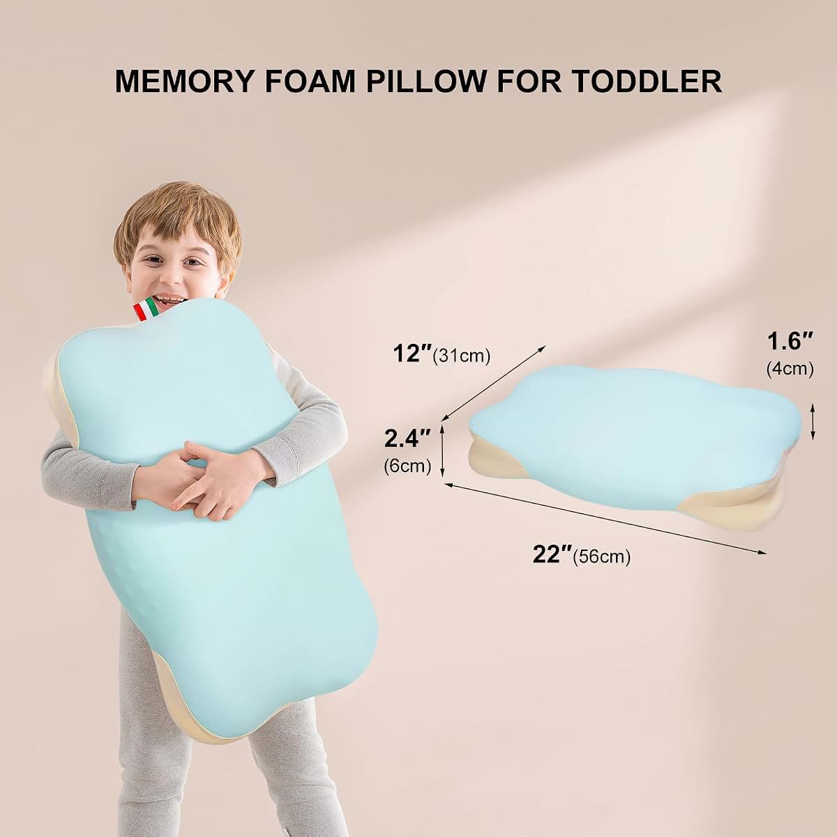 RESTIRY Memory Foam Toddler Pillow, Breathable Cooling Removable Pillowcase, Kids Pillow for Sleeping, Ergonomic (photo 2)