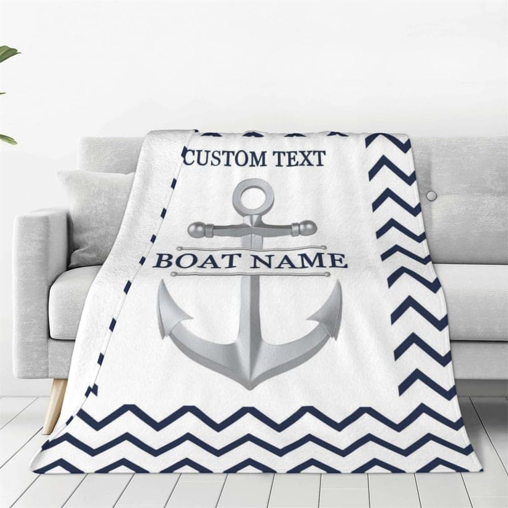HNfmeug Personalized Nautical Themed Navy Blue Throw Blanket (photo 2)