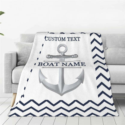 HNfmeug Personalized Nautical Themed Navy Blue Throw Blanket (photo 2)