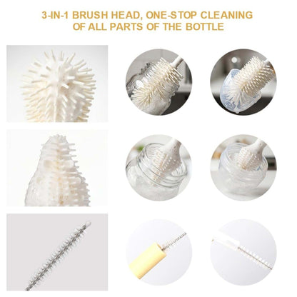 DJASYY Baby Bottle Brush Set Silicone Nipple Straw Cleaning Kit Soap Dispenser (photo 3)