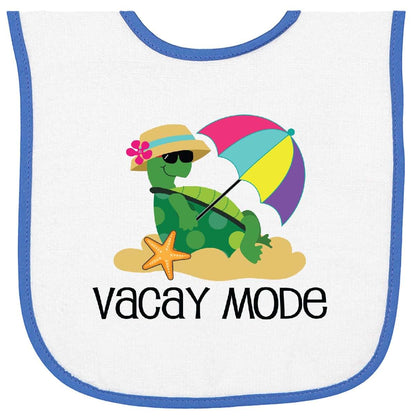 Inktastic Vacay Mode Baby Terry Cloth Bib with Turtle Design