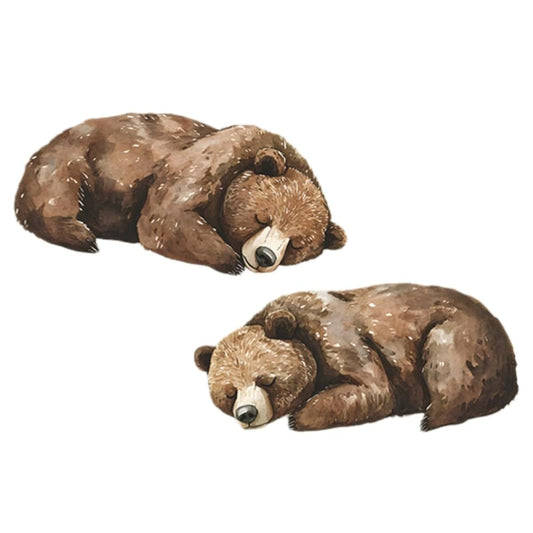Achang Watercolor Sleeping Brown Bears Wall Decals Set