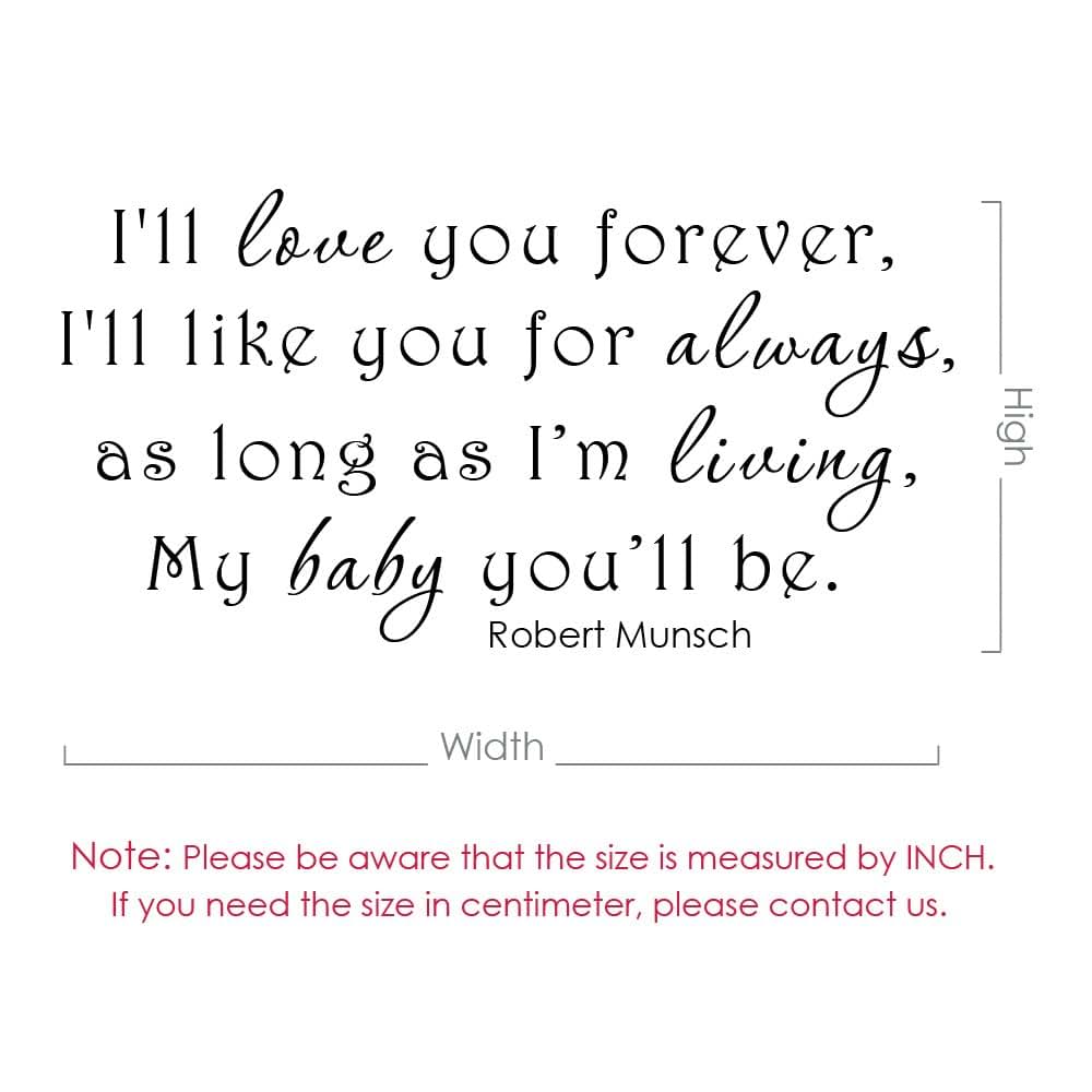 WallPlaza I'll Love You Forever Wall Decal, Teal Matte Vinyl (photo 4)