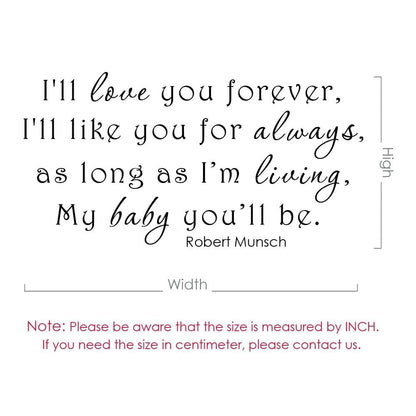 WallPlaza I'll Love You Forever Wall Decal, Teal Matte Vinyl (photo 4)