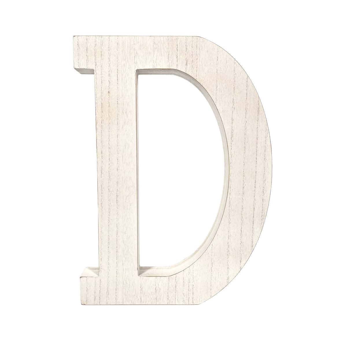 HomeRoots 16" Distressed White Wash Wooden Initial Letter D Sculpture