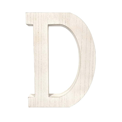 HomeRoots 16" Distressed White Wash Wooden Initial Letter D Sculpture
