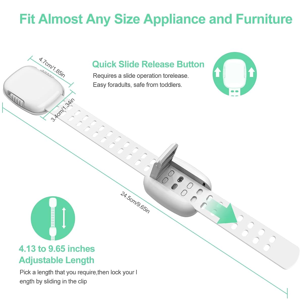 Pe&Hui 6 Pack Baby Proofing Cabinet Locks, Child Safety Locks with Adjustable Strap Latches for Cabinets and (photo 3)