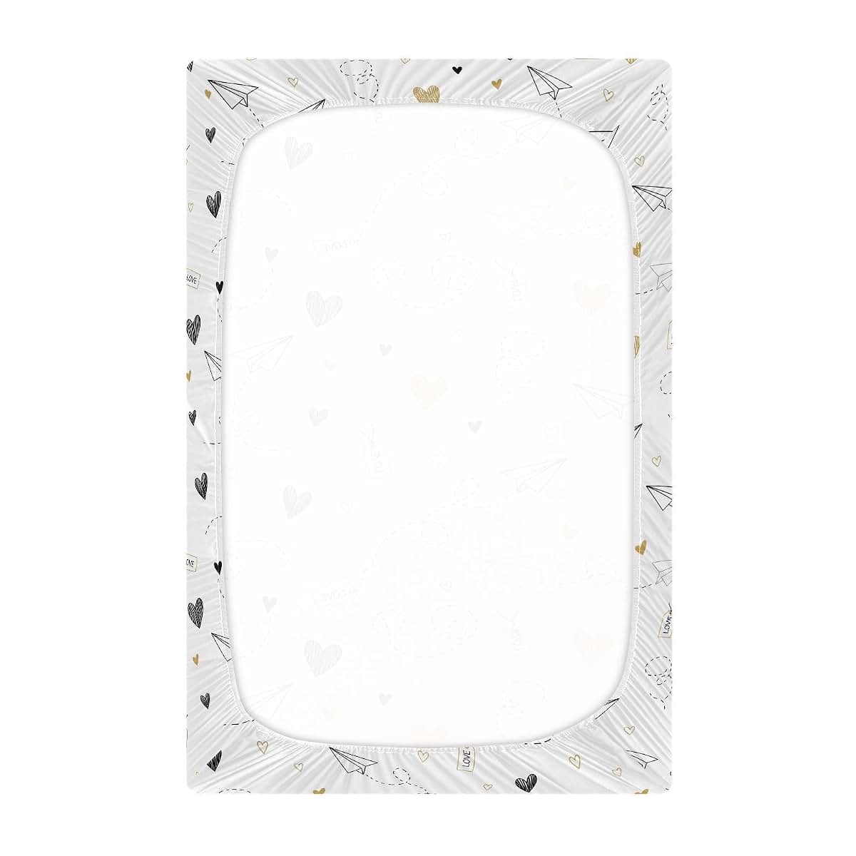BabyOneStop Paper Airplane White Baby Crib Sheets With Elastic Fit