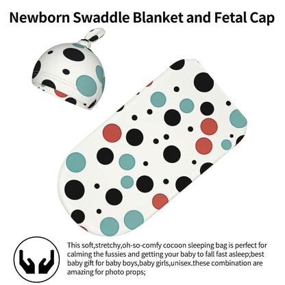 KKLWEGU Newborn Swaddle Blanket with Beanie Hat Set, Soft Sleep Sack Polka Dot Newborn Receiving Blankets Baby Swaddle (photo 3)