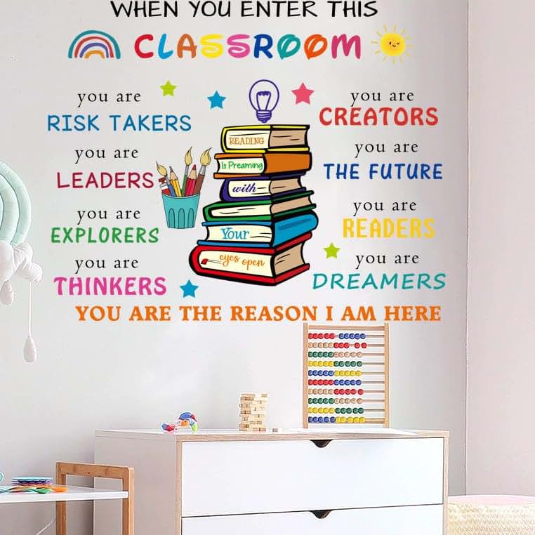 You Entry This Classroom Wall Art Sticker, Peel and Stick Motivational Vinyl Decal, 35.5 x 11.8 Inch Sheet