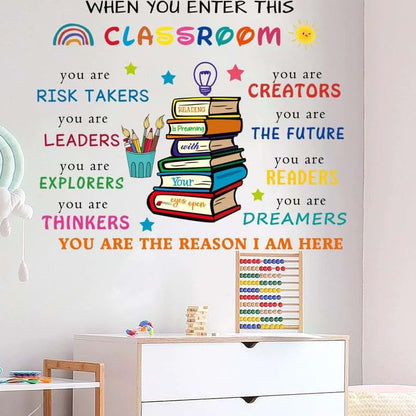You Entry This Classroom Wall Art Sticker, Peel and Stick Motivational Vinyl Decal, 35.5 x 11.8 Inch Sheet