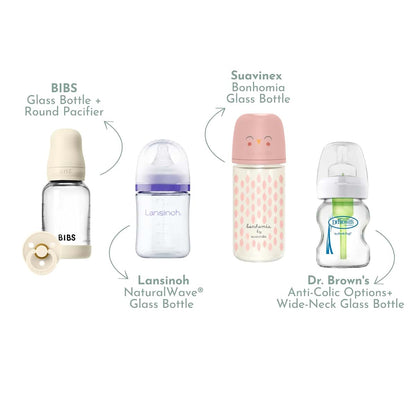 Tiny Trials Glass Baby Bottle Variety Pack With Bonus BIBS Pacifier (photo 3)