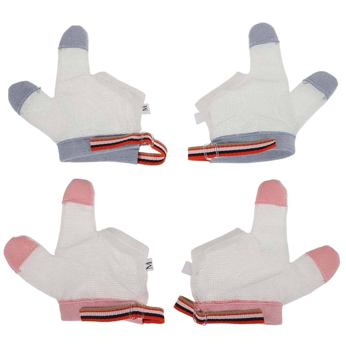 BabyOneStop 2 Pairs Baby Anti Finger Sucking Gloves, Breathable Mesh Nylon with Adjustable Wrist