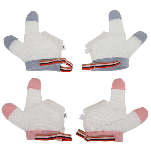 BabyOneStop 2 Pairs Baby Anti Finger Sucking Gloves, Breathable Mesh Nylon with Adjustable Wrist